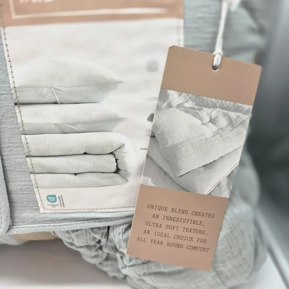 Bed Theory Co 3 Pc Gauze Queen Matcha Green Comforter Set Super Soft Cottage NEW